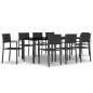 vidaXL Juego de comedor para jardín 9 piezas negro vidaXL Juego de comedor para jardín 9 piezas negro
