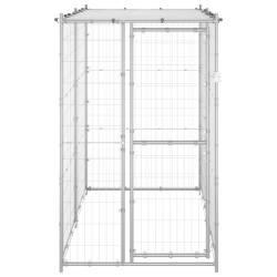 vidaXL Perrera de exterior acero galvanizado con techo 110x220x180 cm