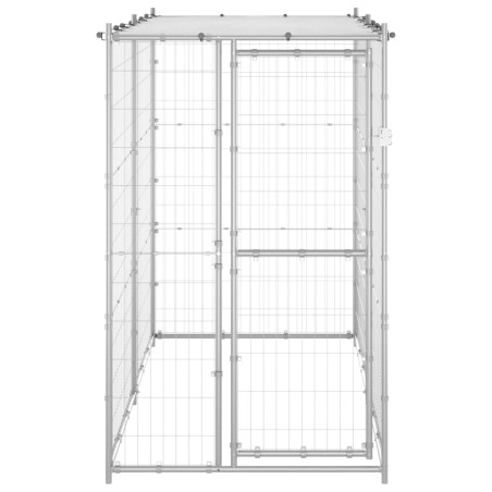 vidaXL Perrera de exterior acero galvanizado con techo 110x220x180 cm