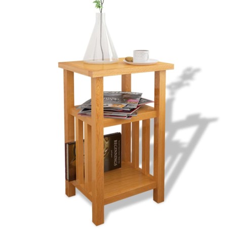 vidaXL Mesa auxiliar con estante de madera de roble maciza 27x35x55cm  