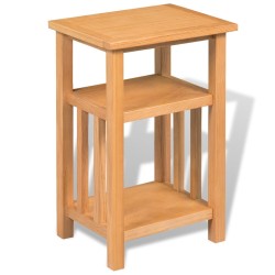 vidaXL Mesa auxiliar con estante de madera de roble maciza 27x35x55cm  