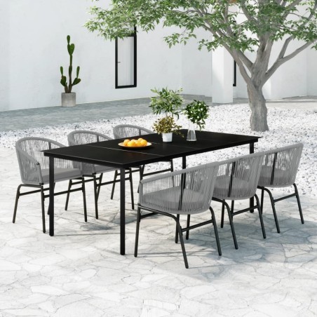 vidaXL Juego de comedor de jardín 7 piezas ratán sintético gris