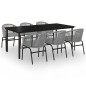 vidaXL Juego de comedor de jardín 7 piezas ratán sintético gris vidaXL Juego de comedor de jardín 7 piezas ratán sintético gris