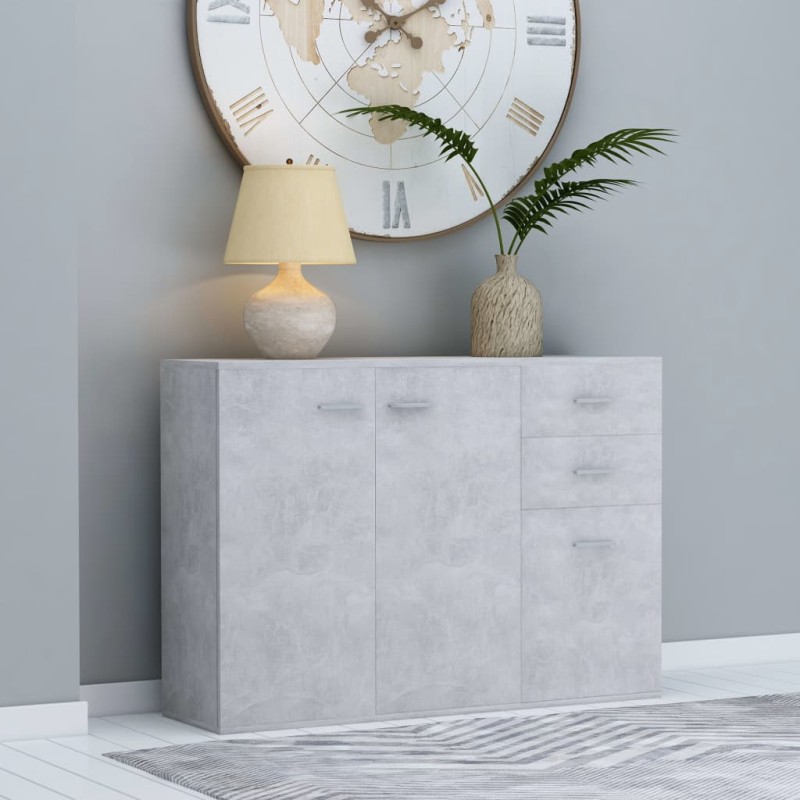 vidaXL Aparador de madera contrachapada gris hormigón 105x30x75 cm vidaXL Aparador de madera contrachapada gris hormigón 105x30x75 cm