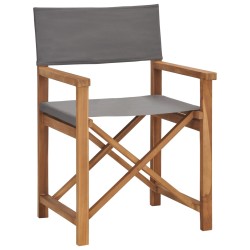 vidaXL Silla de director madera maciza de teca gris