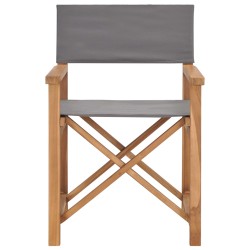 vidaXL Silla de director madera maciza de teca gris