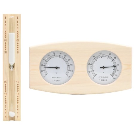 vidaXL Higrotermógrafo y reloj de arena para sauna 2 en 1 madera pino