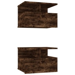 vidaXL Mesita de noche flotante 2 uds madera roble ahumado 40x31x27 cm
