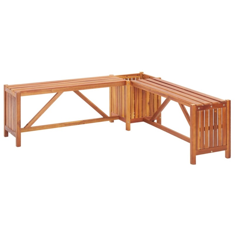 vidaXL Banco esquina jardín con macetero acacia maciza 117x117x40 cm vidaXL Banco esquina jardín con macetero acacia maciza 117x117x40 cm