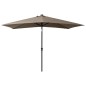 vidaXL Sombrilla con LED y poste de acero gris taupe 2x3 m vidaXL Sombrilla con LED y poste de acero gris taupe 2x3 m