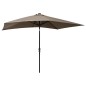 vidaXL Sombrilla con LED y poste de acero gris taupe 2x3 m vidaXL Sombrilla con LED y poste de acero gris taupe 2x3 m