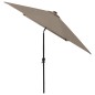 vidaXL Sombrilla con LED y poste de acero gris taupe 2x3 m vidaXL Sombrilla con LED y poste de acero gris taupe 2x3 m