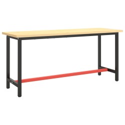 vidaXL Estructura banco de trabajo metal negro y rojo mate 170x50x79cm