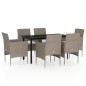 vidaXL Juego de comedor de jardín 7 piezas con cojines beige y negro vidaXL Juego de comedor de jardín 7 piezas con cojines beige y negro