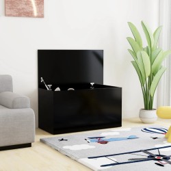 vidaXL Baúl de almacenamiento madera contrachapada negro 84x42x46 cm