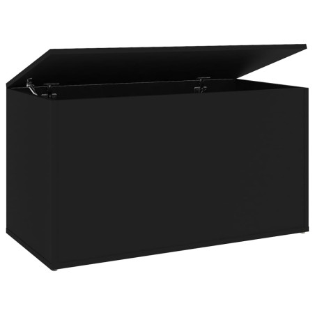 vidaXL Baúl de almacenamiento madera contrachapada negro 84x42x46 cm