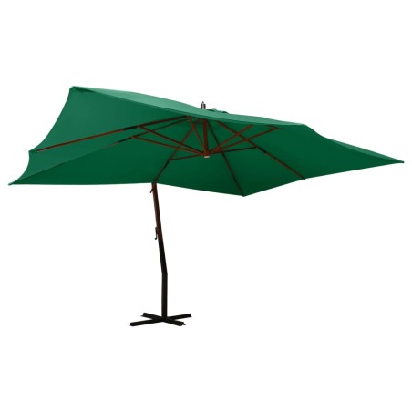 vidaXL Sombrilla voladiza poste de madera verde 400x300 cm 
