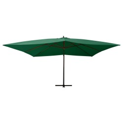 vidaXL Sombrilla voladiza poste de madera verde 400x300 cm 