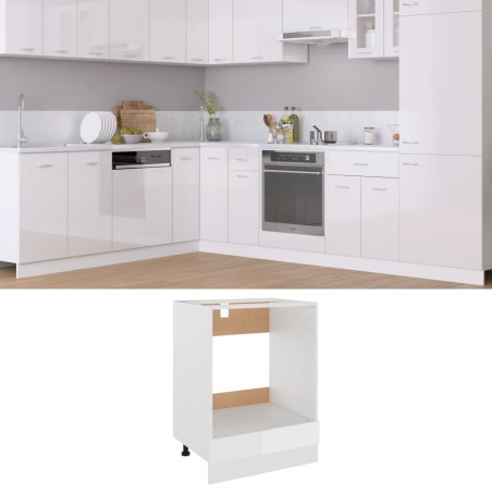 vidaXL Armario de horno madera ingeniería blanco brillo 60x46x81,5 cm