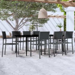 vidaXL Juego de comedor para jardín 9 piezas negro