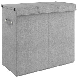 vidaXL Cesto ropa sucia plegable lino sintético gris 64,5x34,5x59 cm