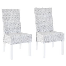vidaXL Sillas de comedor 2 uds ratán Kubu y madera mango marrón claro