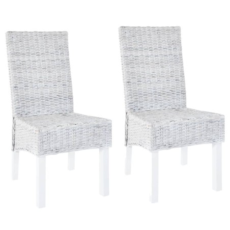 vidaXL Sillas de comedor 2 uds ratán Kubu y madera mango marrón claro