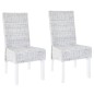 vidaXL Sillas de comedor 2 uds ratán Kubu y madera mango marrón claro vidaXL Sillas de comedor 2 uds ratán Kubu y madera mango marrón claro