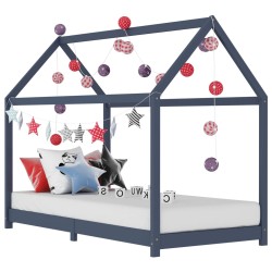 vidaXL Estructura de cama infantil madera maciza pino gris 90x200 cm