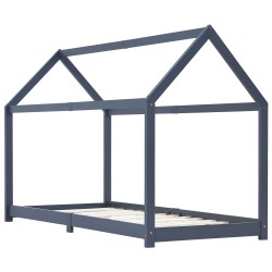 vidaXL Estructura de cama infantil madera maciza pino gris 90x200 cm