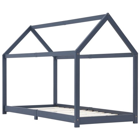 vidaXL Estructura de cama infantil madera maciza pino gris 90x200 cm