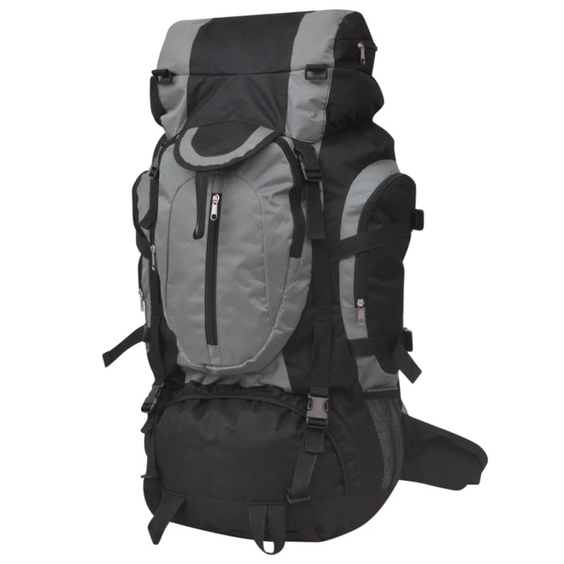 vidaXL Mochila excursionismo XXL 75 L Negro y gris vidaXL Mochila excursionismo XXL 75 L Negro y gris