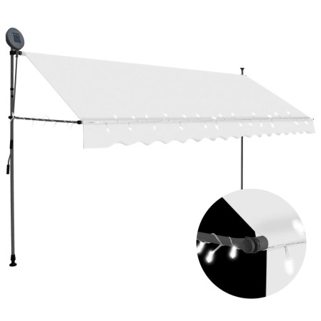 vidaXL Toldo manual retráctil con LED crema 350 cm
