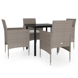 vidaXL Juego de comedor de jardín 5 piezas con cojines beige y negro