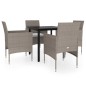 vidaXL Juego de comedor de jardín 5 piezas con cojines beige y negro vidaXL Juego de comedor de jardín 5 piezas con cojines beige y negro