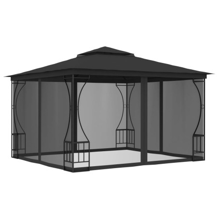 vidaXL Cenador con redes gris antracita 300x300x265 cm