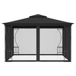 vidaXL Cenador con redes gris antracita 300x300x265 cm