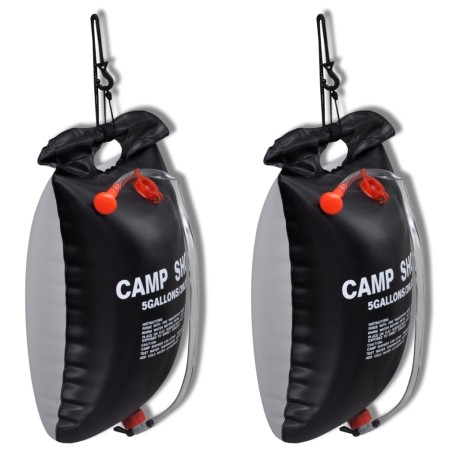 vidaXL Ducha solar portátil de camping 20 L 2 unidades