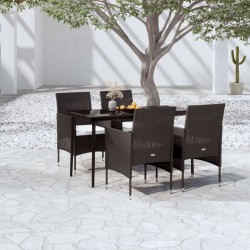 vidaXL Juego de comedor de jardín 5 piezas con cojines negro