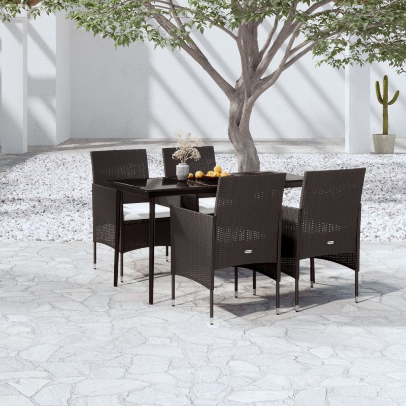 vidaXL Juego de comedor de jardín 5 piezas con cojines negro vidaXL Juego de comedor de jardín 5 piezas con cojines negro