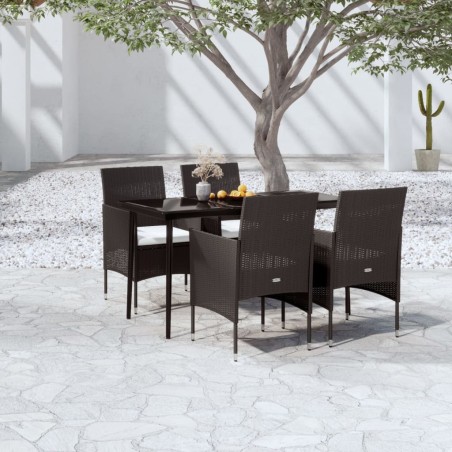 vidaXL Juego de comedor de jardín 5 piezas con cojines negro