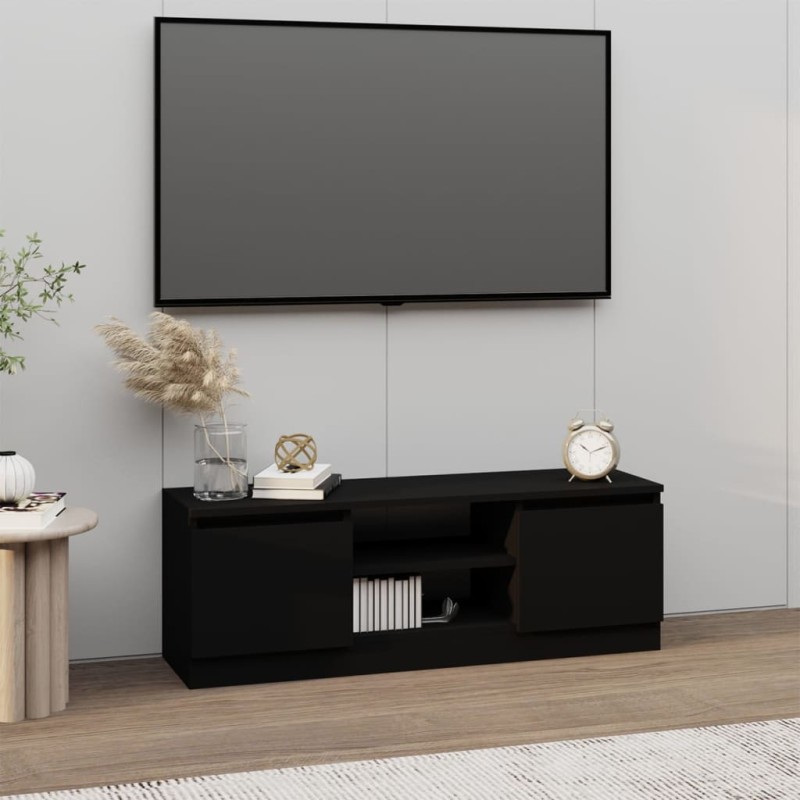 vidaXL Mueble de TV con puerta negro 102x30x36 cm vidaXL Mueble de TV con puerta negro 102x30x36 cm
