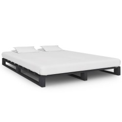vidaXL Estructura de cama de palés madera maciza pino gris 140x200 cm