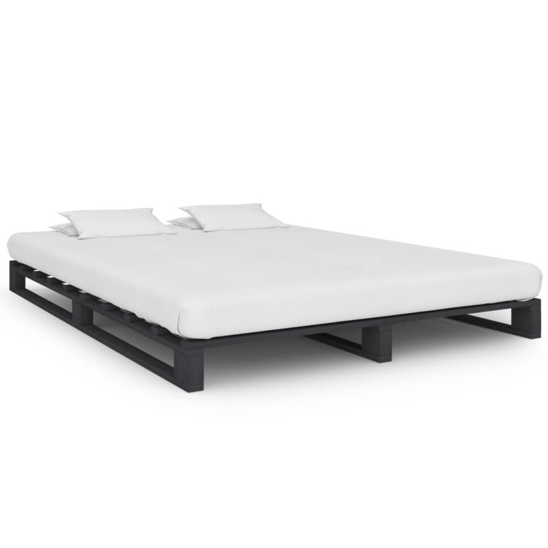 vidaXL Estructura de cama de palés madera maciza pino gris 140x200 cm
