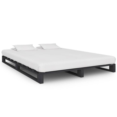 vidaXL Estructura de cama de palés madera maciza pino gris 140x200 cm