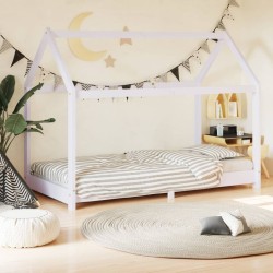 vidaXL Estructura de cama infantil madera maciza pino blanco 70x140 cm