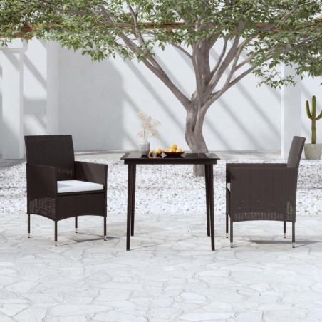 vidaXL Juego de comedor de jardín 3 piezas con cojines negro