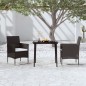 vidaXL Juego de comedor de jardín 3 piezas con cojines negro vidaXL Juego de comedor de jardín 3 piezas con cojines negro