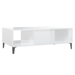 vidaXL Mesa de centro madera contrachapada blanco brillo 103,5x60x35cm