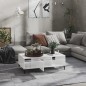 vidaXL Mesa de centro madera contrachapada blanco brillo 103,5x60x35cm